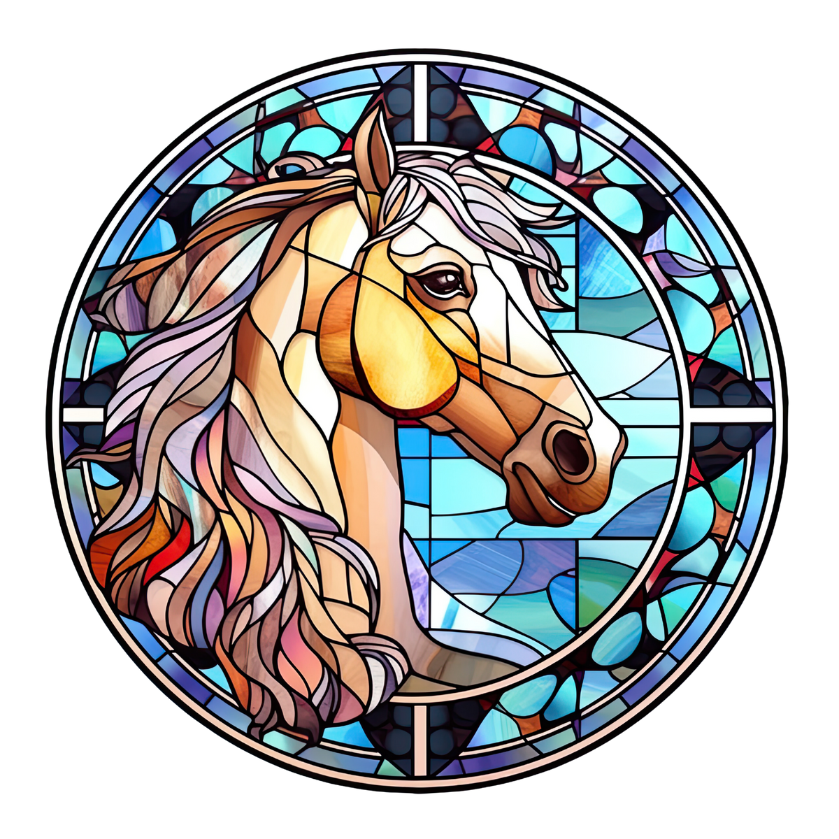 Stained Glass Tan Horse Head
