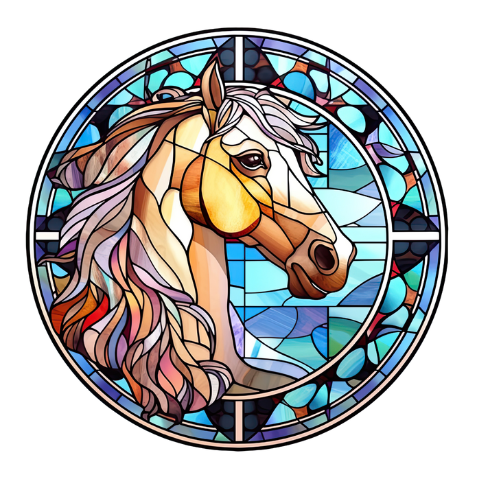 Stained Glass Tan Horse Head