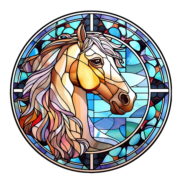 Stained Glass Tan Horse Head