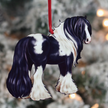 Classy Equine Christmas Ornament - Black Tobiano Gypsy