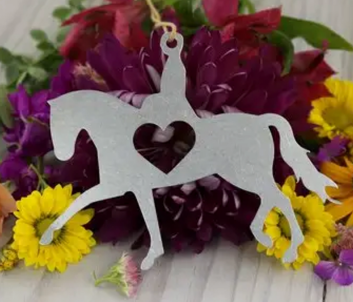 Metal Heart Horse Ornament