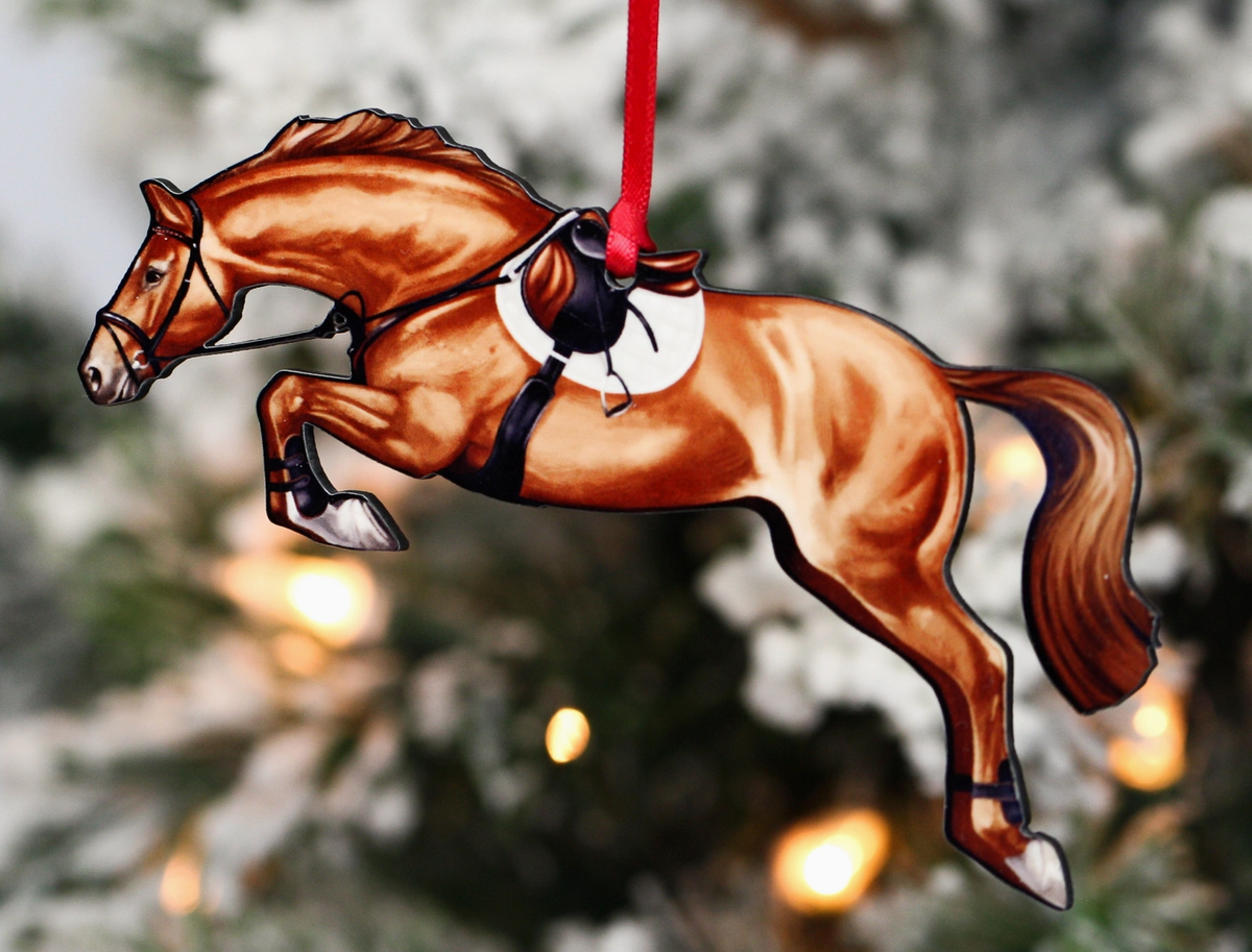 Classy Equine Christmas Ornament - Chestnut Hunter Jumper 2