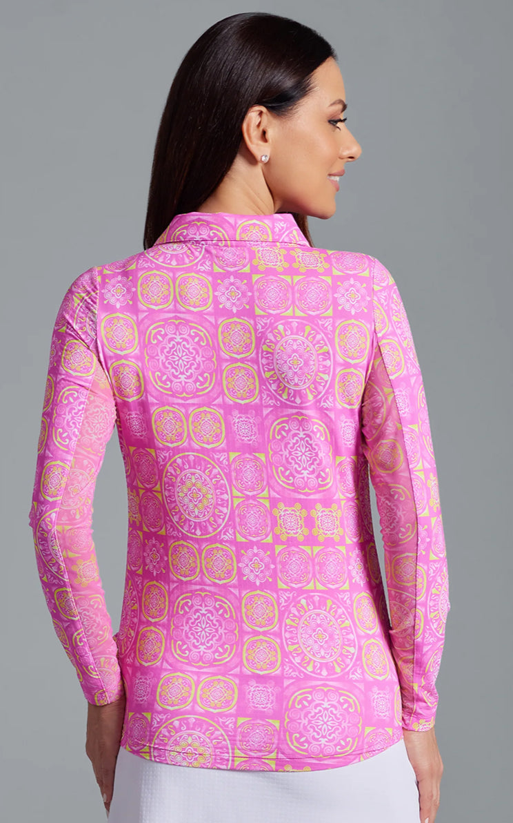 IBKUL Pink Colette Long Sleeved 1/4 Zip