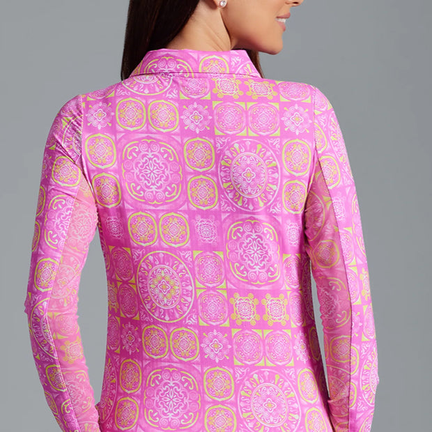 IBKUL Pink Colette Long Sleeved 1/4 Zip
