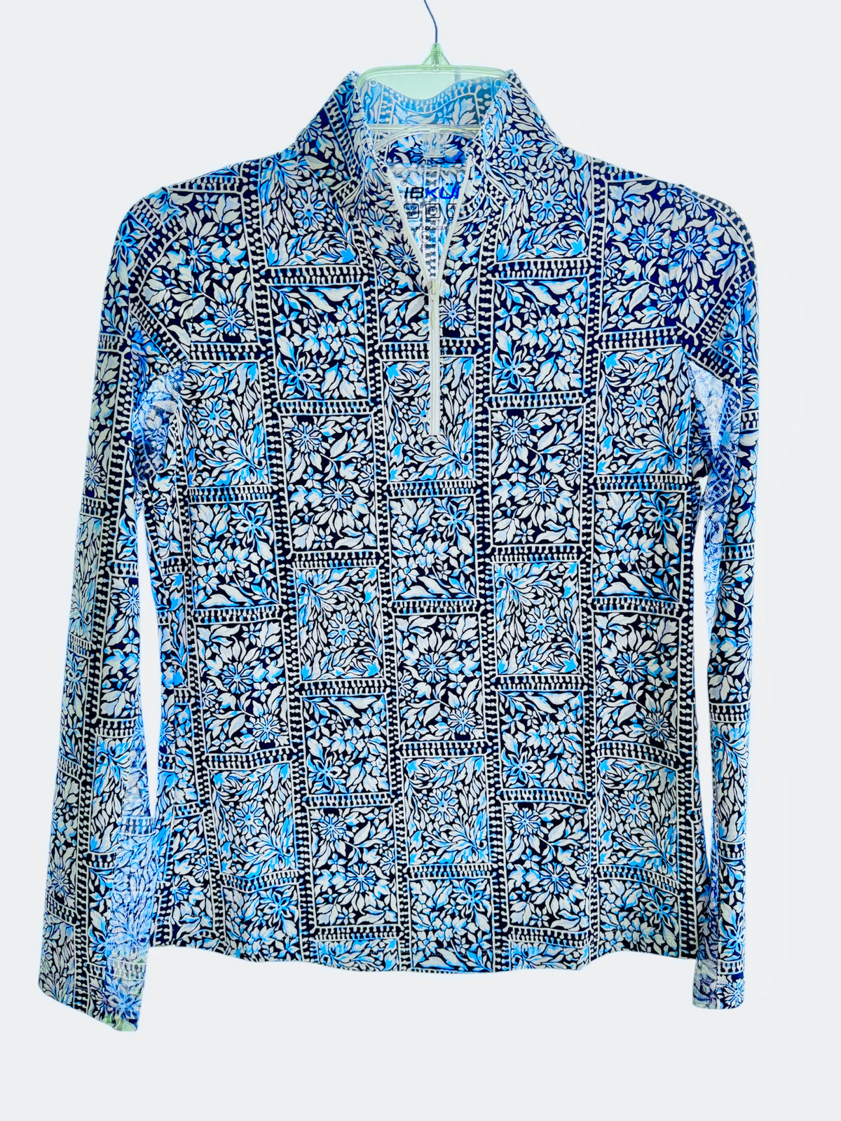 IBKUL Josie Navy/Peri Long Sleeved Mock Zip