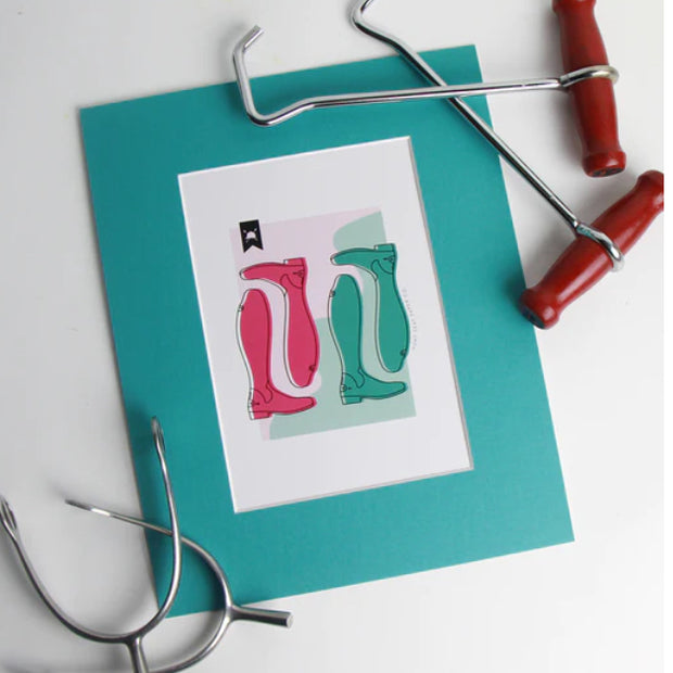 Hunt Seat Matted Art Print - Various