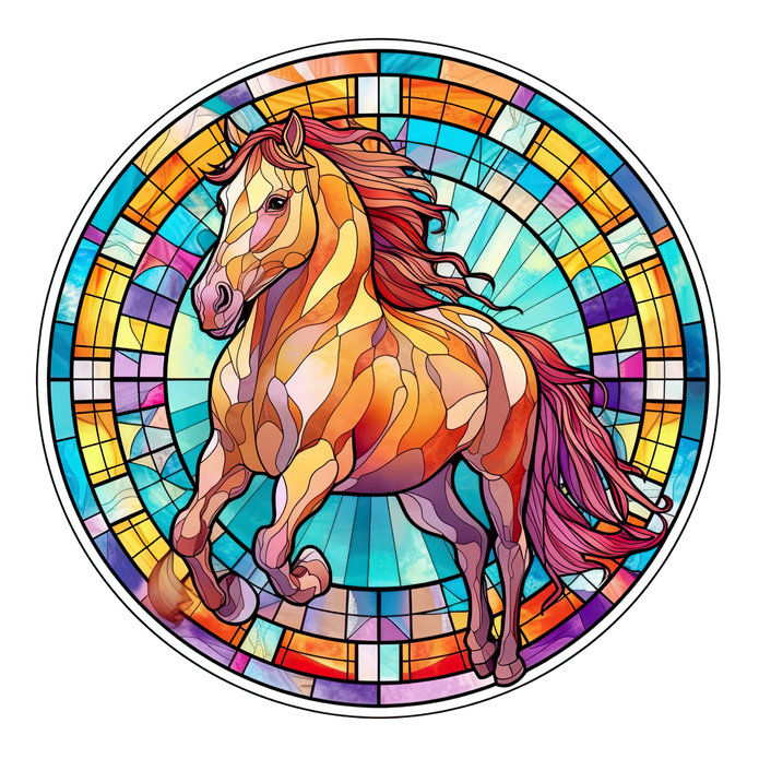 Stained Glass Running Horse
