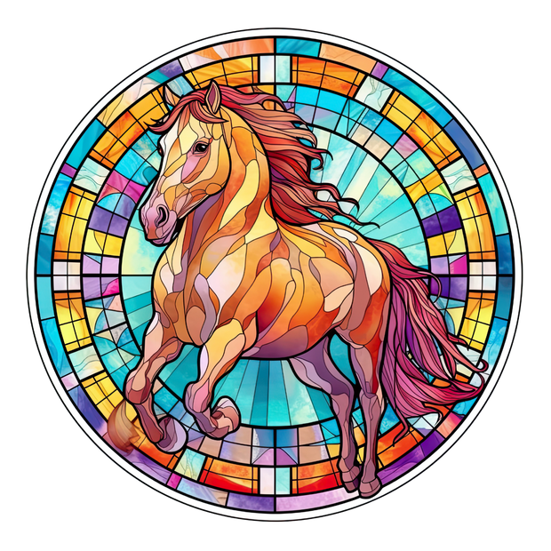 Stained Glass Running Horse