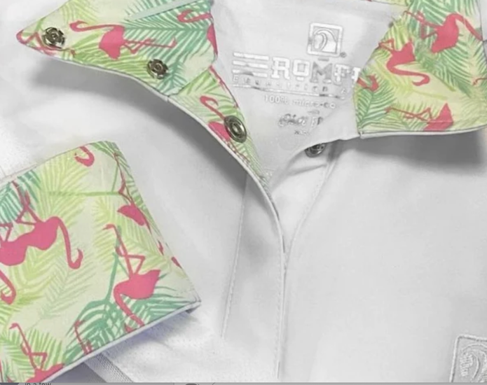 Romfh Ladies Lindsey Short Sleeved Show Shirt - White Flamingos