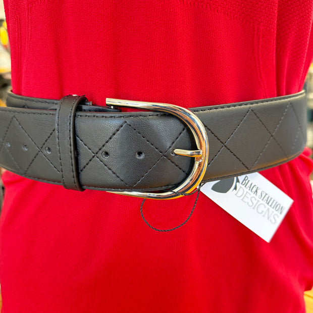 Black Stallion Designs - Black Leather Quilted Belt