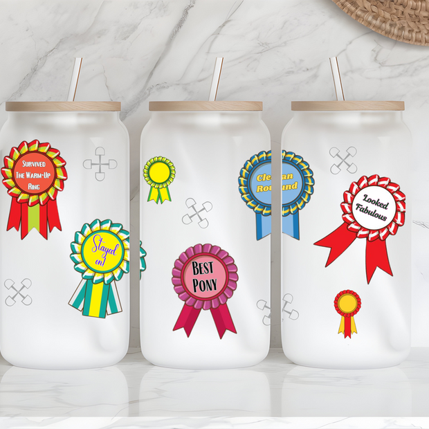 Black Stallion Design - Frosted 16oz Glass Tumbler