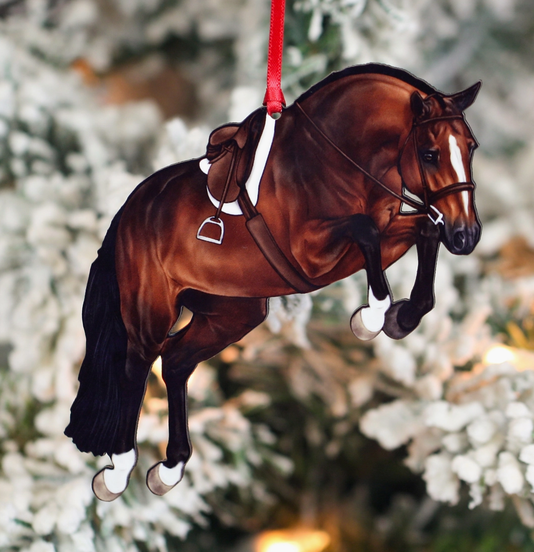 Classy Equine Christmas Ornament - Bay Jumping Horse