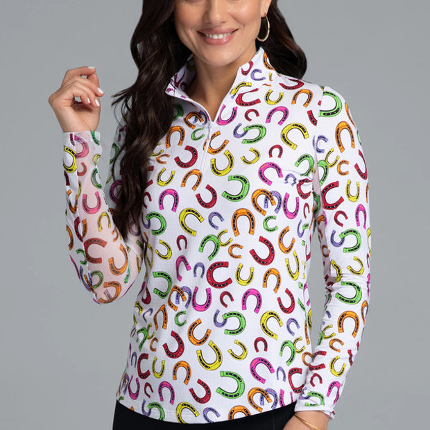 IBKUL Bella Horseshoes Long Sleeved 1/4 Zip