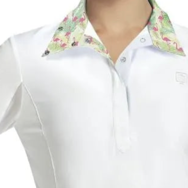 Romfh Ladies Lindsey Short Sleeved Show Shirt - White Flamingos