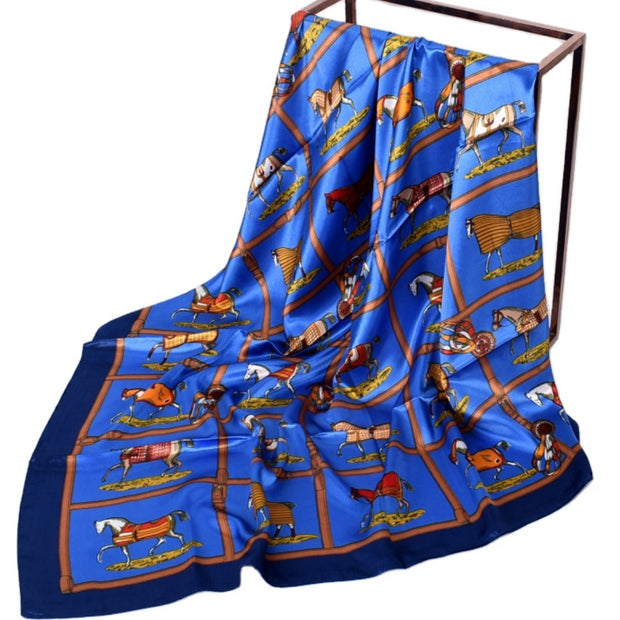 Silky Scarf - Horse in Blanket (Royal) 36”x36”