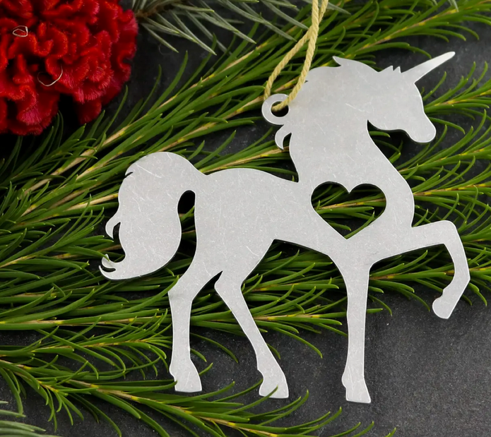 Metal Heart Horse Ornament