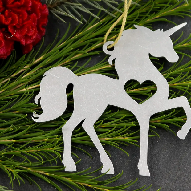 Metal Heart Horse Ornament