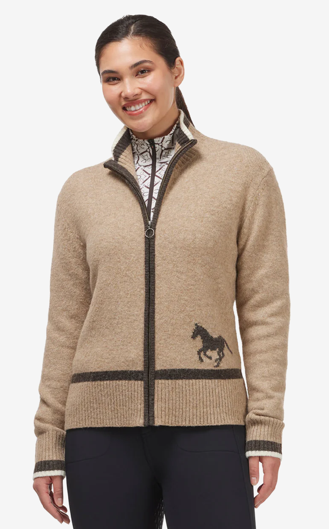 EQL Full Zip Varsity Horse Sweater