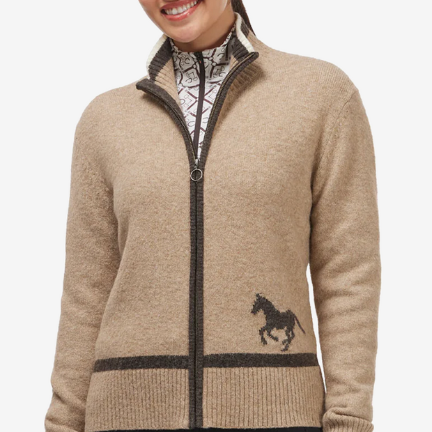 EQL Full Zip Varsity Horse Sweater