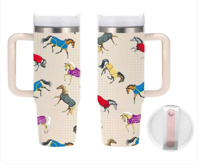 Lila Horses In Blankets - 30oz Stainless Steel Tumbler