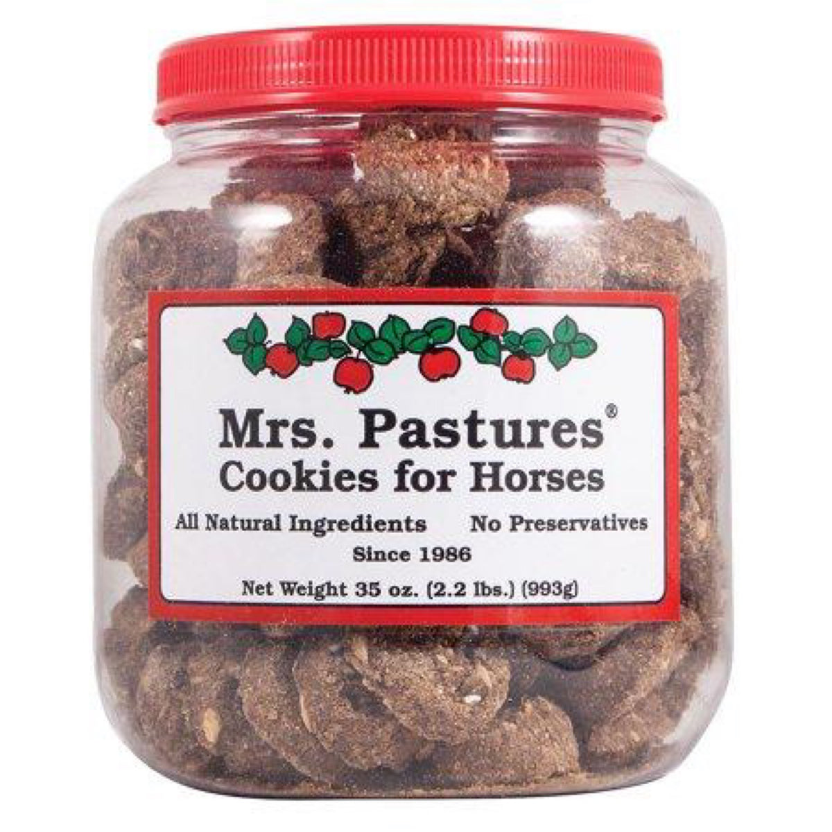 Mrs Pastures Crunchy Cookies Natural Horse Treats Made in The USA 35oz Jar