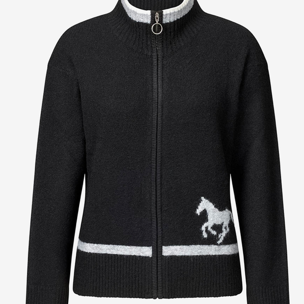 EQL Full Zip Varsity Horse Sweater