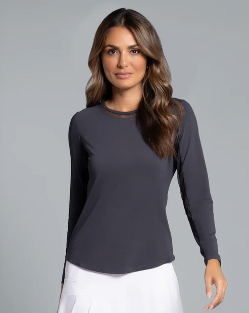 IBKUL Long Sleeved Crew with Mesh Insert