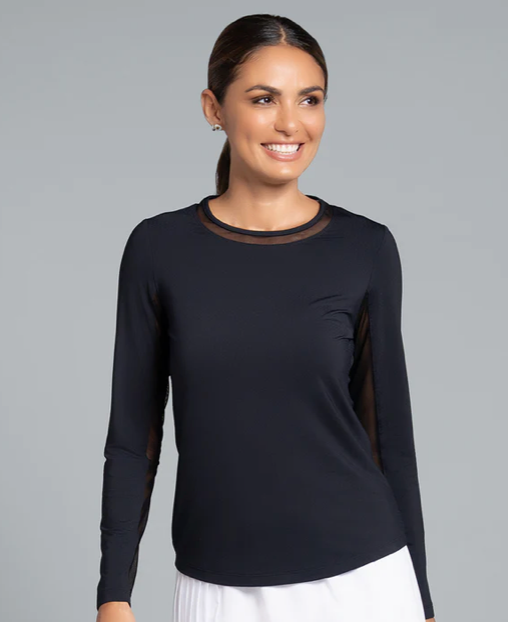 IBKUL Long Sleeved Crew with Mesh Insert