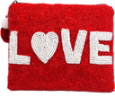 Le Chic Red Love Beaded Coin Pouch