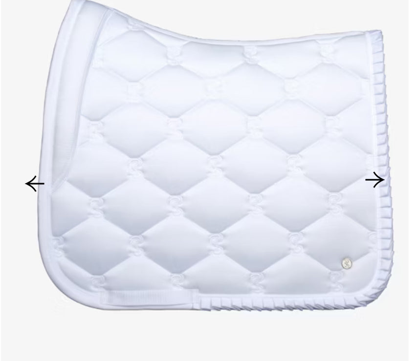 PS of Sweden Ruffle Dressage Saddle Pad - White - Extra Space at The Withers