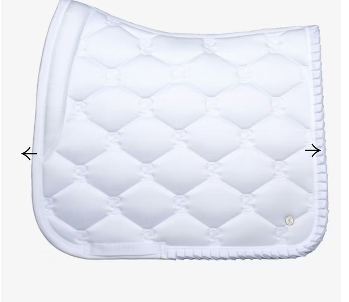 PS of Sweden Ruffle Dressage Saddle Pad - White - Extra Space at The Withers