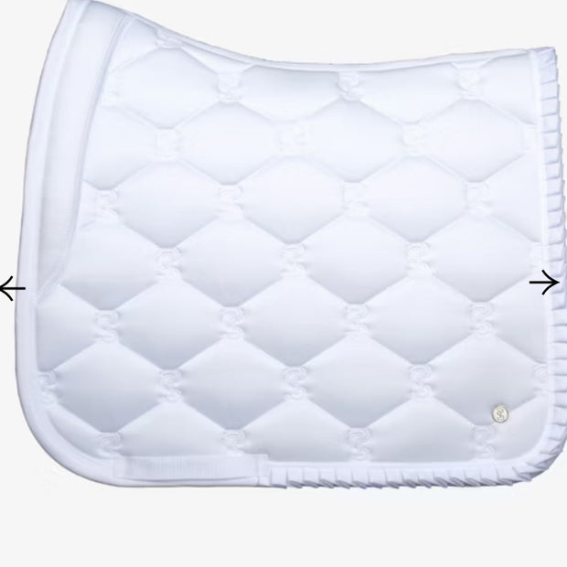 PS of Sweden Ruffle Dressage Saddle Pad - White - Extra Space at The Withers