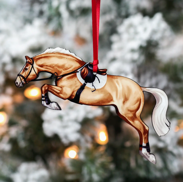 Classy Equine Christmas Ornament - Palomino Hunter Jumper