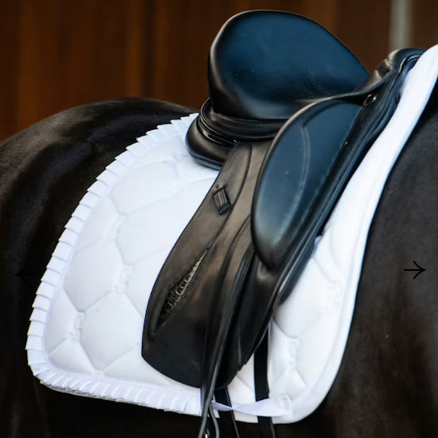 PS of Sweden Ruffle Dressage Saddle Pad - White - Extra Space at The Withers