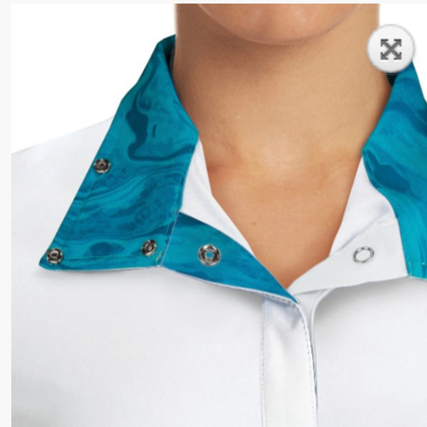 Romfh Child Sarah LS Show Shirt - Aqua Swirl