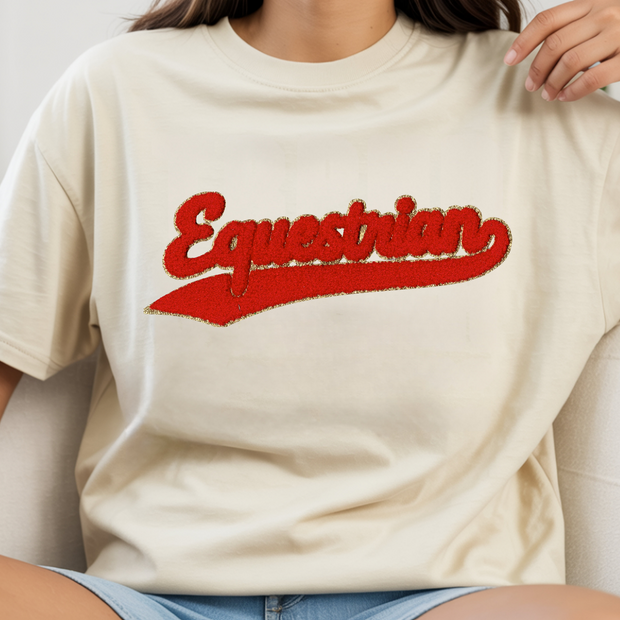 Black Stallion Designs - Cream Crop Tee / Red Equestrian