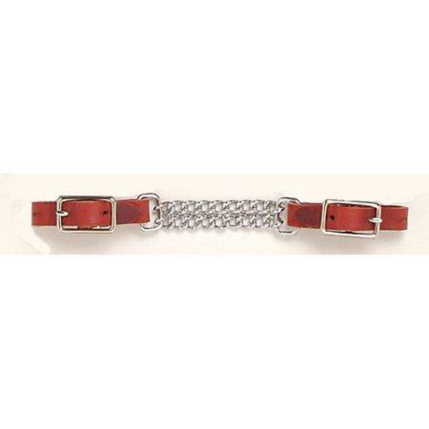 Royal King Double Chain Leather Curb Chain Brn